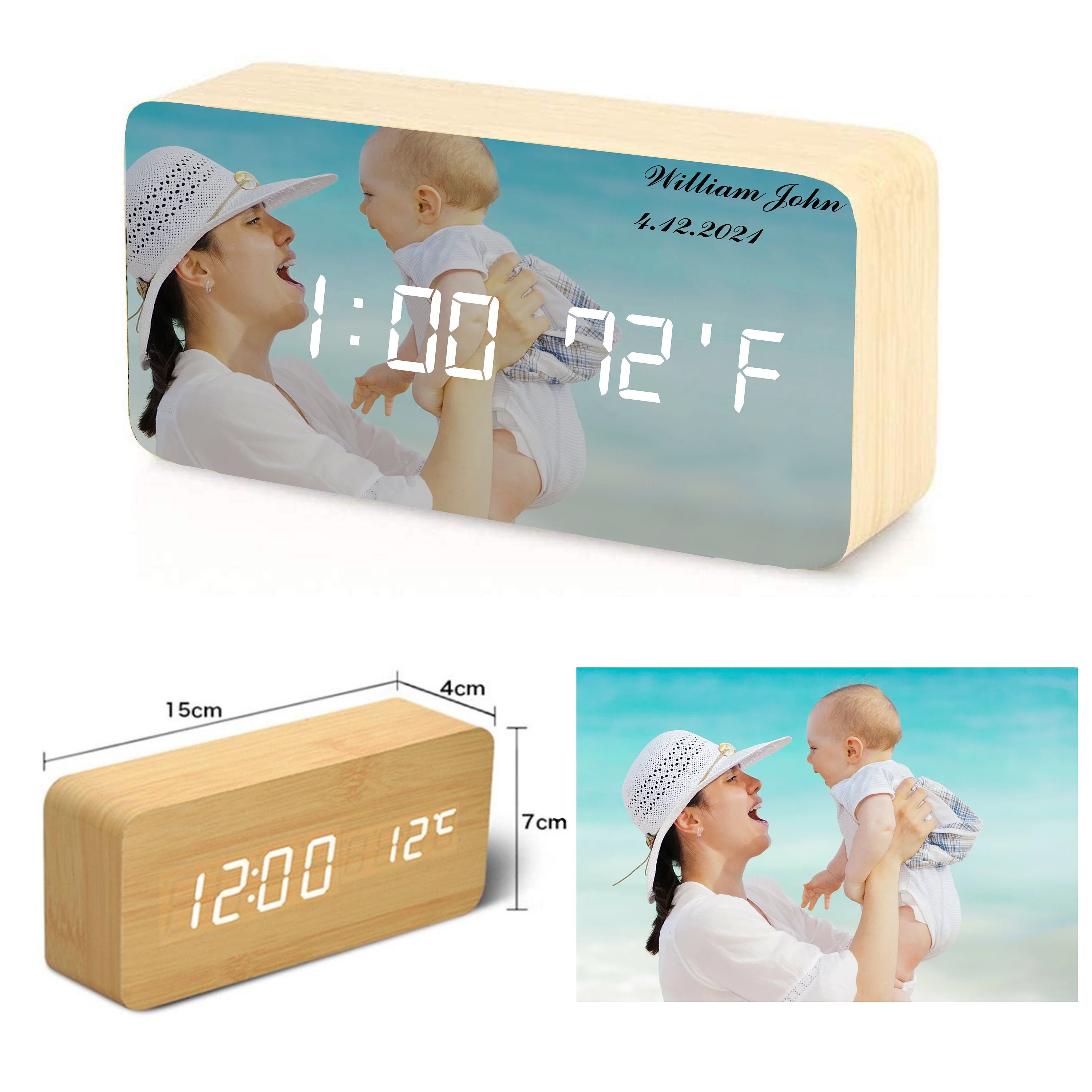 Personalized Wooden Alarm Clock Personalized mother's day Etsy