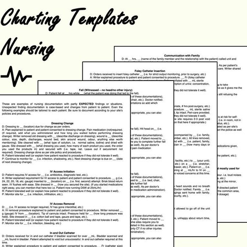 Documentation Templates for Nursing Etsy