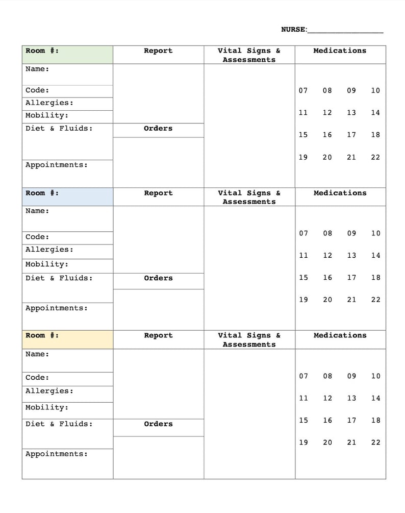 Nursing Student Report Sheet - Etsy