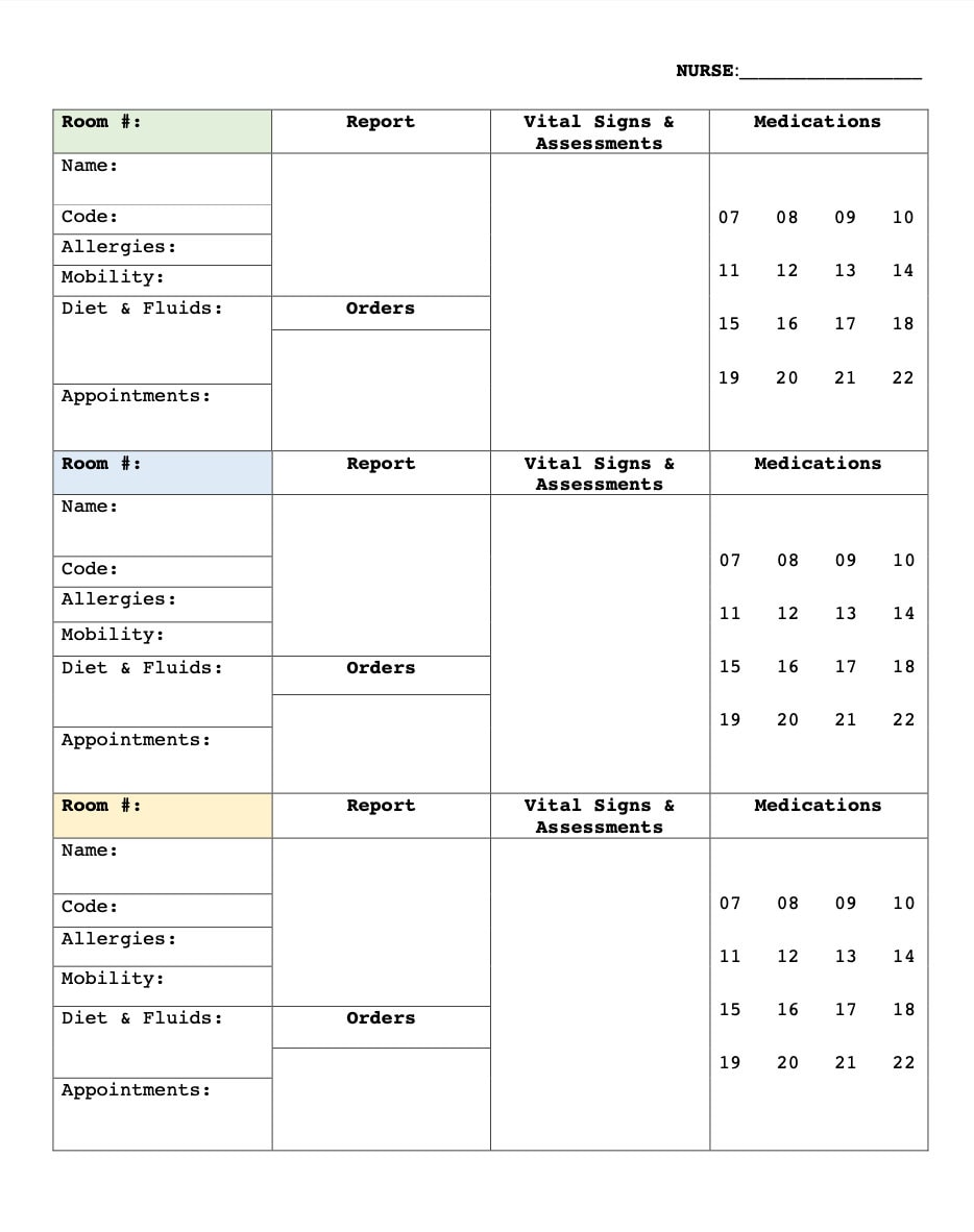 Nursing Student Report Sheet - Etsy