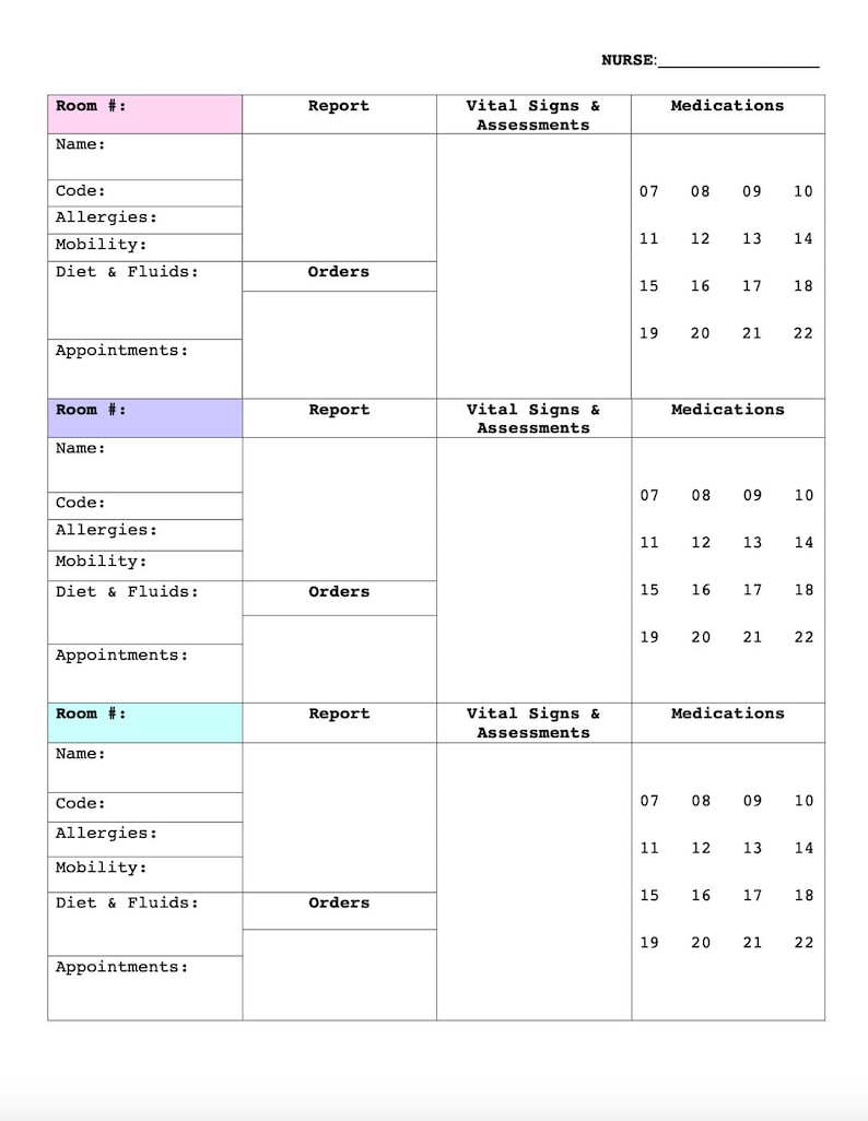 Nursing Student Report Sheet - Etsy