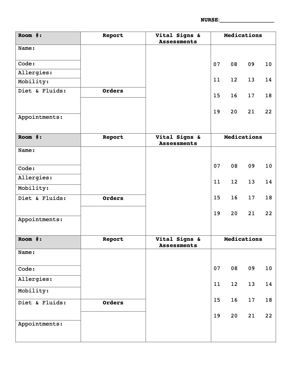 Nursing Student Report Sheet - Etsy