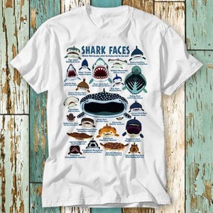 Shark Faces Marine Sea Life T Shirt Top Design Unisex Ladies Mens Tee Retro Fashion Limited Edition Vintage Shirt S707