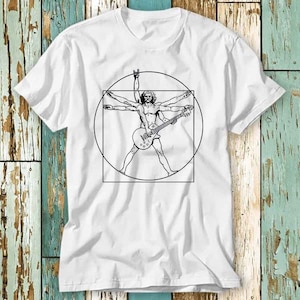 Guitar Vitruvian Guitarist Electric Bass Acoustic T Shirt Top Design Unisex Ladies Mens Tee Retro Fashion Vintage Shirt S865