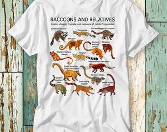 Raccoons Relatives T Shirt Top Design Unisex Ladies Mens Tee Retro Fashion Vintage Shirt S794