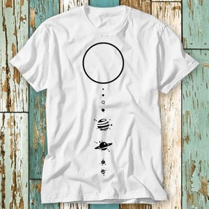 Minimal Sonnensystem Universum Planet Weltraum Mars Erde T-Shirt Top Design Unisex Damen Herren T-Shirt Retro Mode Vintage Shirt S791