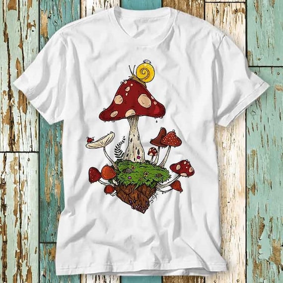 Hallucinogenic Fungi Magic Mushroom Gothic 90s T Shirt Top Design