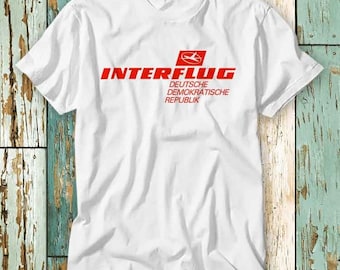 Interflug Logo DDR National Airline of East Germany Retro Cool T Shirt Top Design Unisex Tee Retro Fashion Vintage Shirt S947