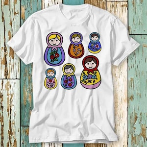 Matryoshka Russian Stacking T Shirt Top Design Unisex Ladies Mens Tee Retro Fashion Vintage Shirt S909