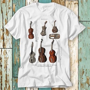 Instruments de musique classiques antiques Wiki Violon Alto Violoncelle T Shirt Top Design Unisexe Dames Hommes Tee Rétro Mode Vintage Shirt S780