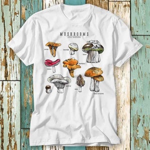 Essbare Wildpilz Kräuter Pflanzen T Shirt Top Design Unisex Damen Herren Tee Retro Mode Vintage Shirt S786