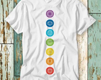 7 Chakra Spiritual Meditation Yoga Psychedelic Consicious Namaste T Shirt Top Design Unisex Ladies Mens Tee Retro Fashion Vintage Shirt S858