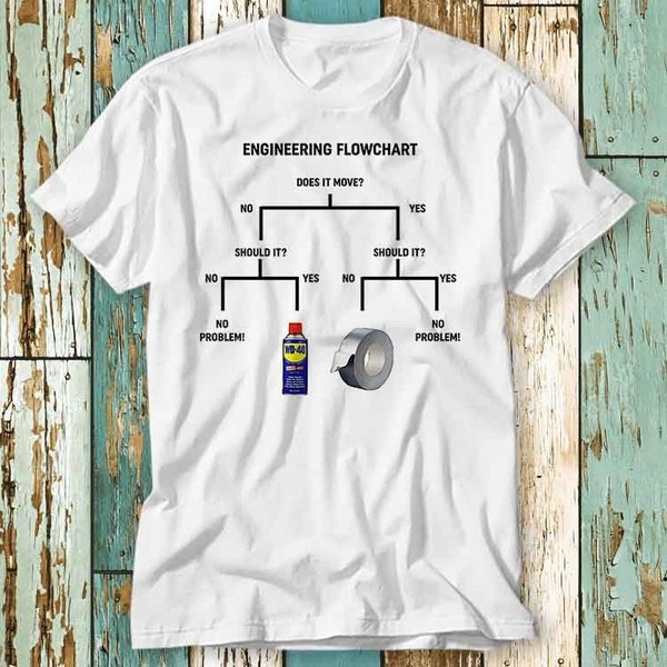 Engineer Flowchart Duct Tape Spider Movie Tom T Shirt Top Design Unisex Ladies Mens Tee Retro Fashion Vintage Shirt S767