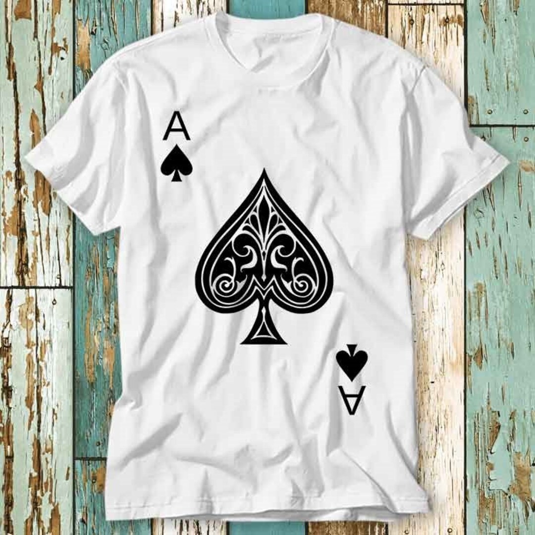 Ace of Spades Poker Lucky Playing Card Casino T Shirt Top Design Unisex Ladies Mens Tee Retro