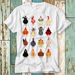 Cute Chicken List Chickens In My Mind T Shirt Top Design Unisex Ladies Mens Tee Retro Fashion Vintage Shirt S886