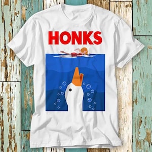 Honk Honk Jaws Honks Funny Goose Duck DnD T Shirt Top Design Unisex Ladies Mens Tee Retro Fashion Vintage Shirt S875