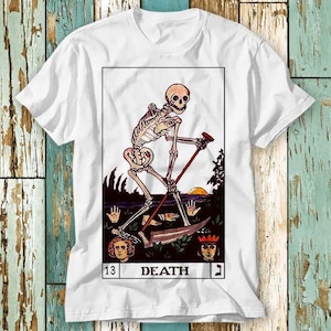 Carte de Tarot Death Skeleton Fortune Teller T Shirt Top Design Unisexe Dames Hommes Tee Rétro Mode Vintage Shirt S782
