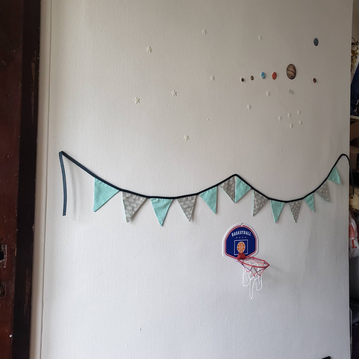 Guirlande de Fanions Cousue Main Pour Une Décoration Murale Fête, Douce Dans La Chambre, 100% Person