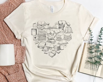 Book Heart T-Shirt, Bookish Shirt, Book Lover Shirt, Reading Shirt, Gift for Book Lover, Book Merch, Bibliophile, Death by TBR, Bookworm