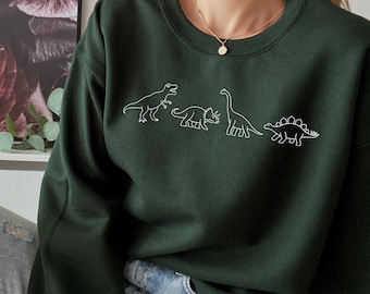Dinosaur Sweatshirt, Gift for Geologist, Dinosaur Sweatshirt, Dinosaur Family, Dino, T-rex, Longneck Dino, Stegosaurus, Cute Dinosaur