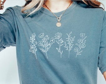 Wildflower Comfort Colors Tshirt, Wild Flowers Shirt, Floral Tshirt, Blumen Shirt, Comfort Colors Shirt, Comfort Colors Blumen Shirt