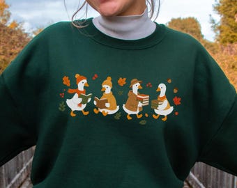 Fall Reading Geese Sweatshirt, Fall Sweatshirt, Bookish Sweatshirt, Silly Goose Reading Sweatshirt, Book Lover Gift, Autumn Reading Crewneck