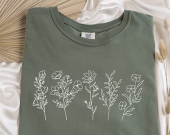 Camiseta Wildflower Comfort Colors, Camisa Wild Flowers, Camiseta Floral, Camisa Flor, Camisa Comfort Colors, Comfort Colors Flower Shirt