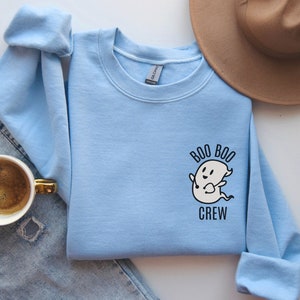 Boo Boo Crew Sweatshirt, Nurse Halloween Crewneck, Doctor Halloween Gift, Funny Ghost Doctor Tee, Nurse Gift, Doctor Gift, Halloween Sweater