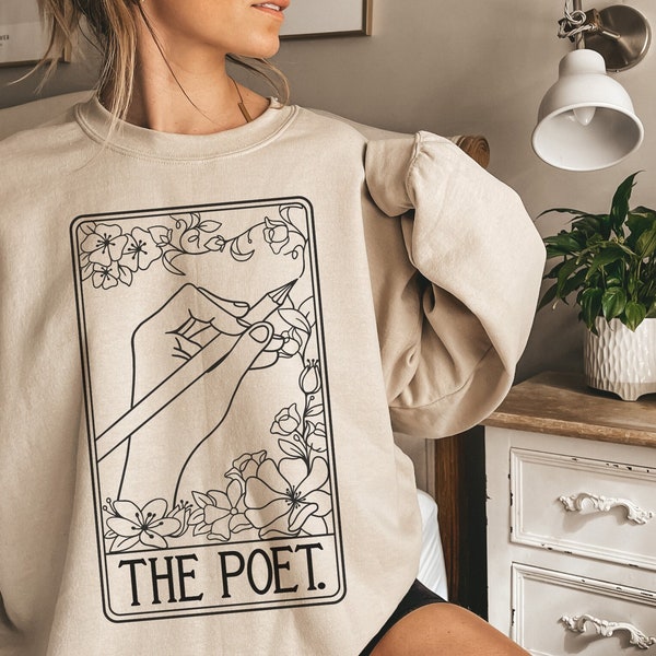 The Poet Tarot Sweatshirt, Poet Sweatshirt, The Poet Tarot Card, Gift for Poet, Author Writer Gift, Poem Writer Sweater, Tarot Card Sweater,
