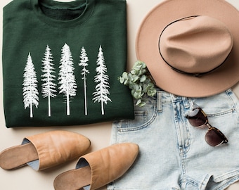 Pine Tree Sweatshirt, Evergreen Trees, Forest Sweatshirt, Trees Sweater, Gift for Nature Lover, Camping Sweatshirt, Hiking Shirt,