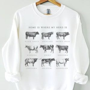 Cow Sweatshirt, Western Crewneck, Vintage Sweatshirt, Cattle Sweatshirt, Cow Breeds Sweater, Cow Print Sweatshirt, Cow Shirt, Cowgirl Shirt