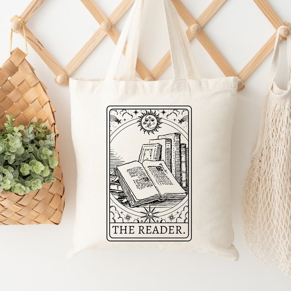 Der Leser Tarot Einkaufstasche, Buch Einkaufstasche, Canvas Einkaufstasche, Tarot Einkaufstasche, Leser Einkaufstasche, Buchliebhaber Einkaufstasche, Bookish Tasche, Buchtasche