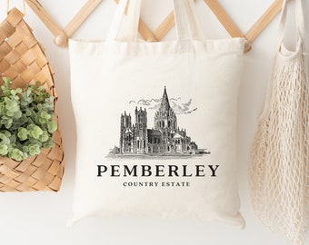 Pemberley Tote Bag, Stolz und Vorurteil, Jane Austen Geschenke, Bookish Gift, Book Tote Bag, Bookish Tote Bag, literarisches Geschenk, Jane Austen Bag