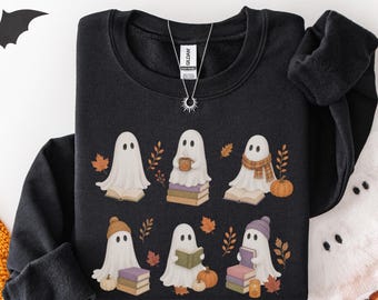 Ghosts Sweatshirt, Ghost Reading Sweatshirt, Halloween Sweater, Spooky Season Tee, Fall Crewneck, Book Lover Gift, Bookworm, Boo Sweatshirt