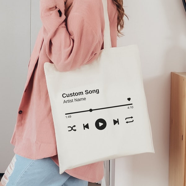 Custom Song Tote Bag, Favorite Song Bag, Custom canvas tote, Song Title Bag, Music Lover tote, Musician tote, Music Gift, Gift for Musician