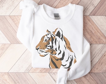 Tiger Sweatshirt, Watercolor Tiger, Boho Tiger, Boho Oversized Shirt, Gift for Tiger Lover, Wild T-shirt, Tiger Crewneck, Vintage Sweater