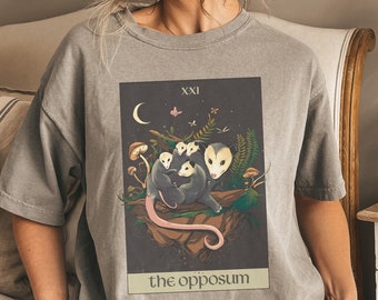 The Opossum Tarot Card Comfort Colors Shirt, Opossum Shirt, Opossum Lover Gift, Cottagecore T-shirt, Cottagecore Possum Shirt, Possum Gifts
