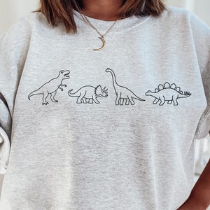 Dinosaur Sweatshirt, Gift for Geologist, Dinosaur Sweatshirt, Dinosaur Family, Dino, T-rex, Longneck Dino, Stegosaurus, Cute Dinosaur