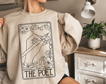 The Poet Tarot Sweatshirt, Poet Sweatshirt, The Poet Tarot Card, Gift for Poet, Author Writer Gift, Poem Writer Sweater, Tarot Card Sweater,