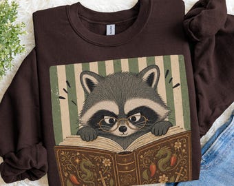 Raccoon Reading Sweatshirt, Funny Reading Sweatshirt, Book lover gift, Raccoon Bookish shirt, Bookworm Tee, Smut Reader Gift, Book crewneck