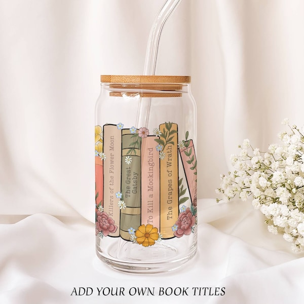 Custom Book Shelf Tumbler, Custom Book Name Mug, Author gift, Personalized Book Mug, custom book club gift, book ice coffee glass cup