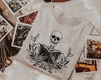 Skeleton Book Shirt, Reading Tshirt, Bookish, Gift For Book Lover, Librarian tshirt, Bookworm Shirt, Death by TBR, Book lover