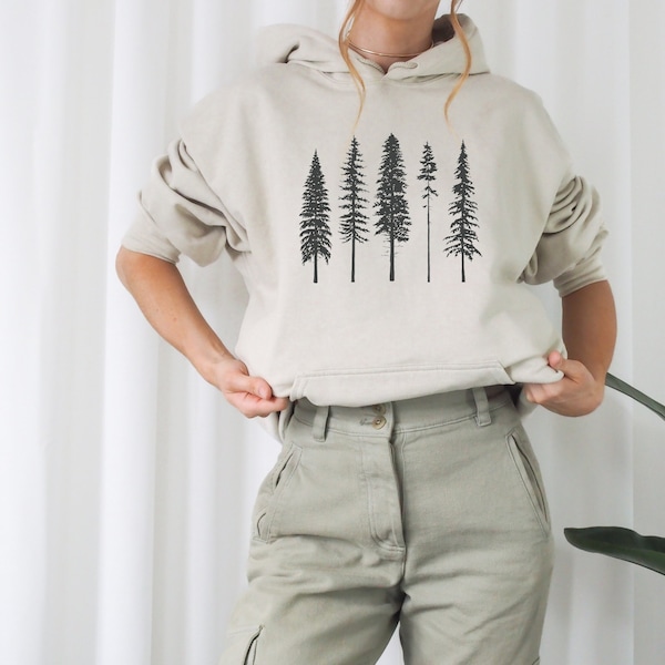 Pine Tree Hoodie, Evergreen Trees, Forest Sweatshirt, Tree Hoodie, Gift for Nature Lover, Camping Sweatshirt, Hiking Shirt, Botanical