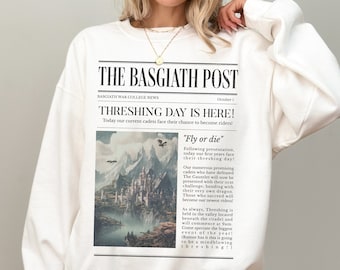 Fourth Wing Sweatshirt (OFFICIALLY LICENSED), The Basgiath Post Sweatshirt, Fantasy Reader Gift, Basgiath War College Sweater, Bookish Merch
