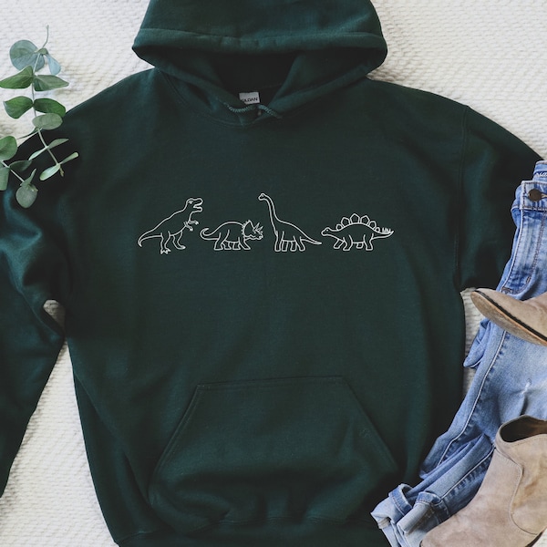 Dinosaur Hoodie, Dinosaur Sweatshirt, Dinosaur Family, Dino, T-rex, Longneck Dino, Stegosaurus, Cute Dinosaur Hoodie