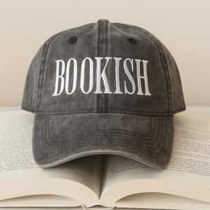 Vintage Bookish Hat Embroidered Hat for Book Lovers, Reading Gifts, Bookish Hat, Gift for reader, Reading cap, bookworm cap