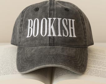 Vintage bokhatt broderad hatt för bokälskare, läsgåvor, bokhatt, present till läsare, läskeps, bokmalskeps