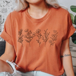 Wildflower Comfort Colors Tshirt, Wild Flowers Shirt, Floral Tshirt ...