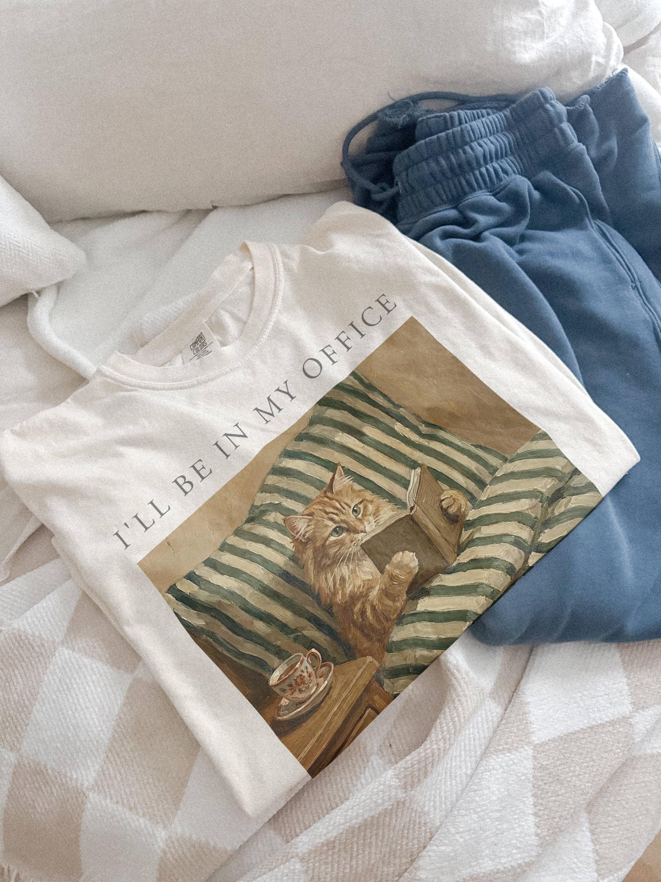 Ill Be in My Office Cat Comfort Colors Shirt, Funny Book Lover
