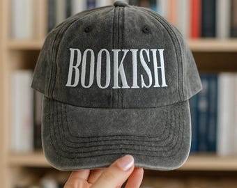 Vintage bokhatt broderad hatt för bokälskare, läsgåvor, bokhatt, present till läsare, läskeps, bokmalskeps